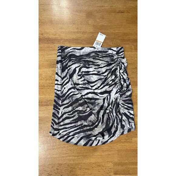 LNA Women's Zebra Print Ruched Side Ribbed Mini Skirt Gray Size Small NWT P1-212 - Picture 4 of 12